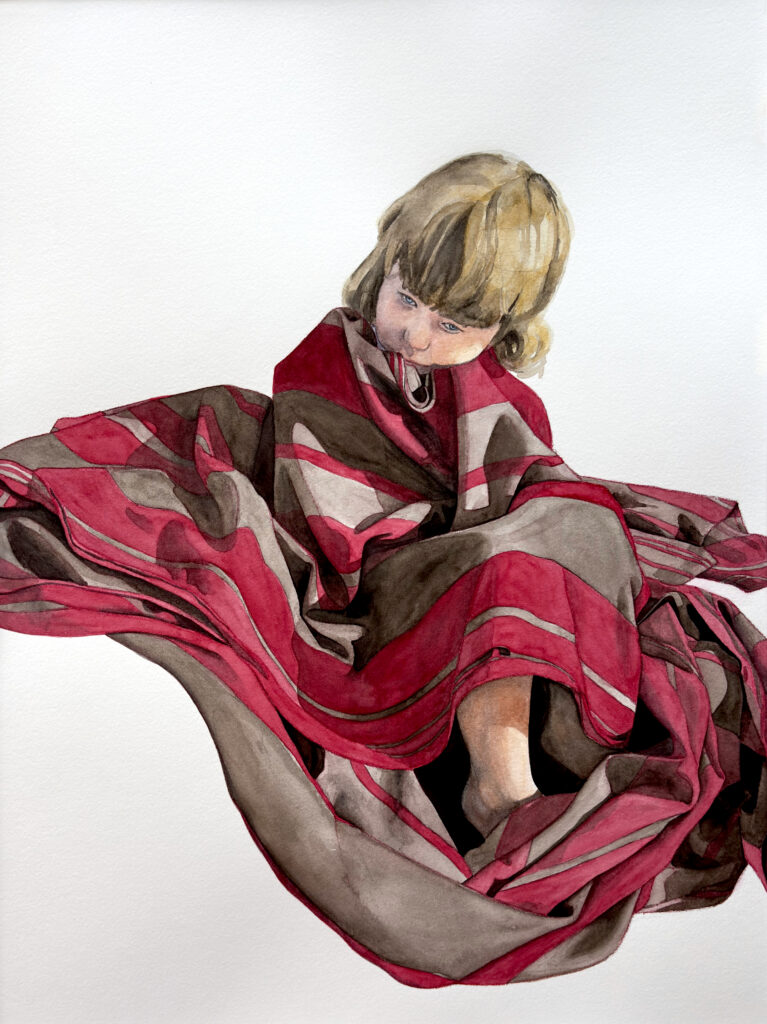 Portret dziecka akwarelą na zamówienie, seria Chusta, Paulina Tomaszewska Warszawa