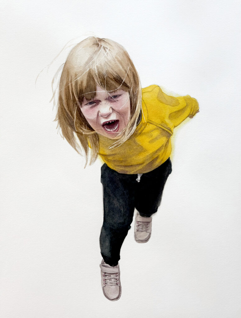 portret akwarelowy vs olejny, którą technikę wybrać? Portret dziecka akwarelą na zamówienie ze zdjęcia, seria Furia, Paulina Tomaszewska Warszawa